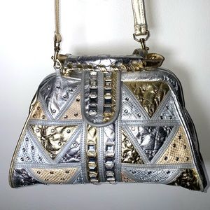 Vintage Genuine leather jeweled studded bag